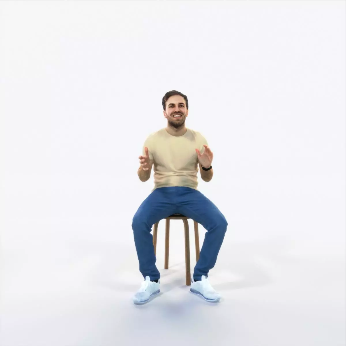 Flow 10E Explaining Sitting Casual Man Low-poly 3D model_0