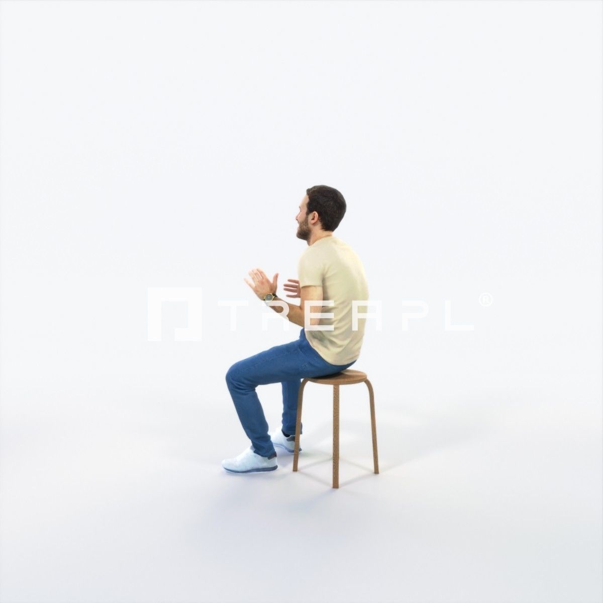 Flow 10E Explaining Sitting Casual Man Low-poly 3D model_5
