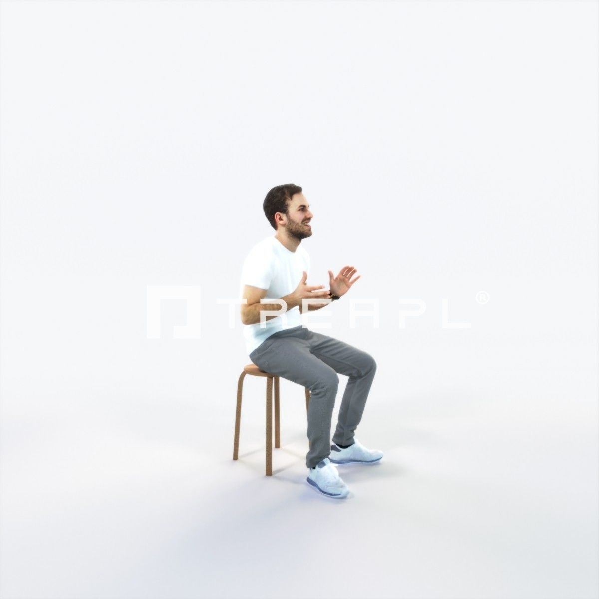 Flow 10D Explaining Sitting Casual Man Low-poly 3D model_2
