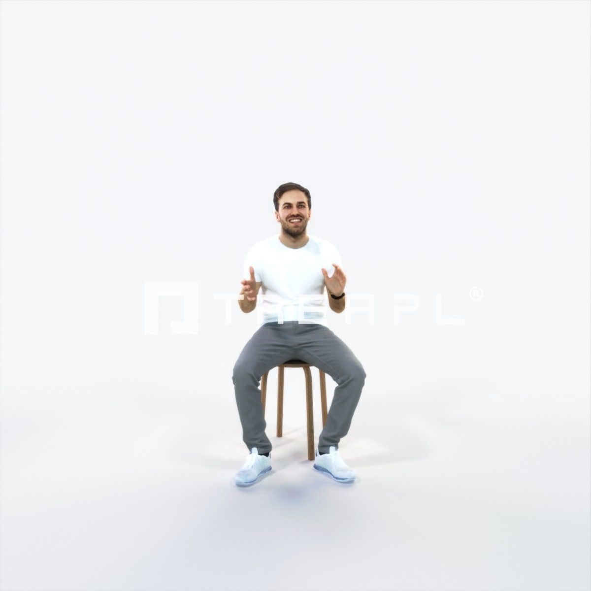 Flow 10D Explaining Sitting Casual Man Low-poly 3D model_1