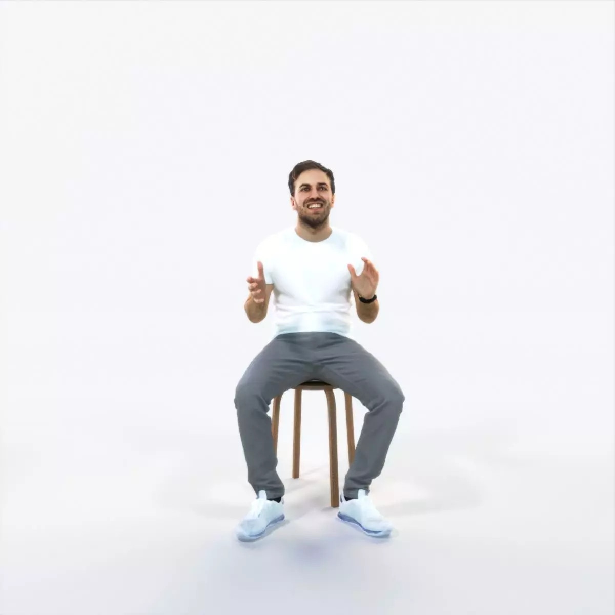 Flow 10D Explaining Sitting Casual Man Low-poly 3D model_0