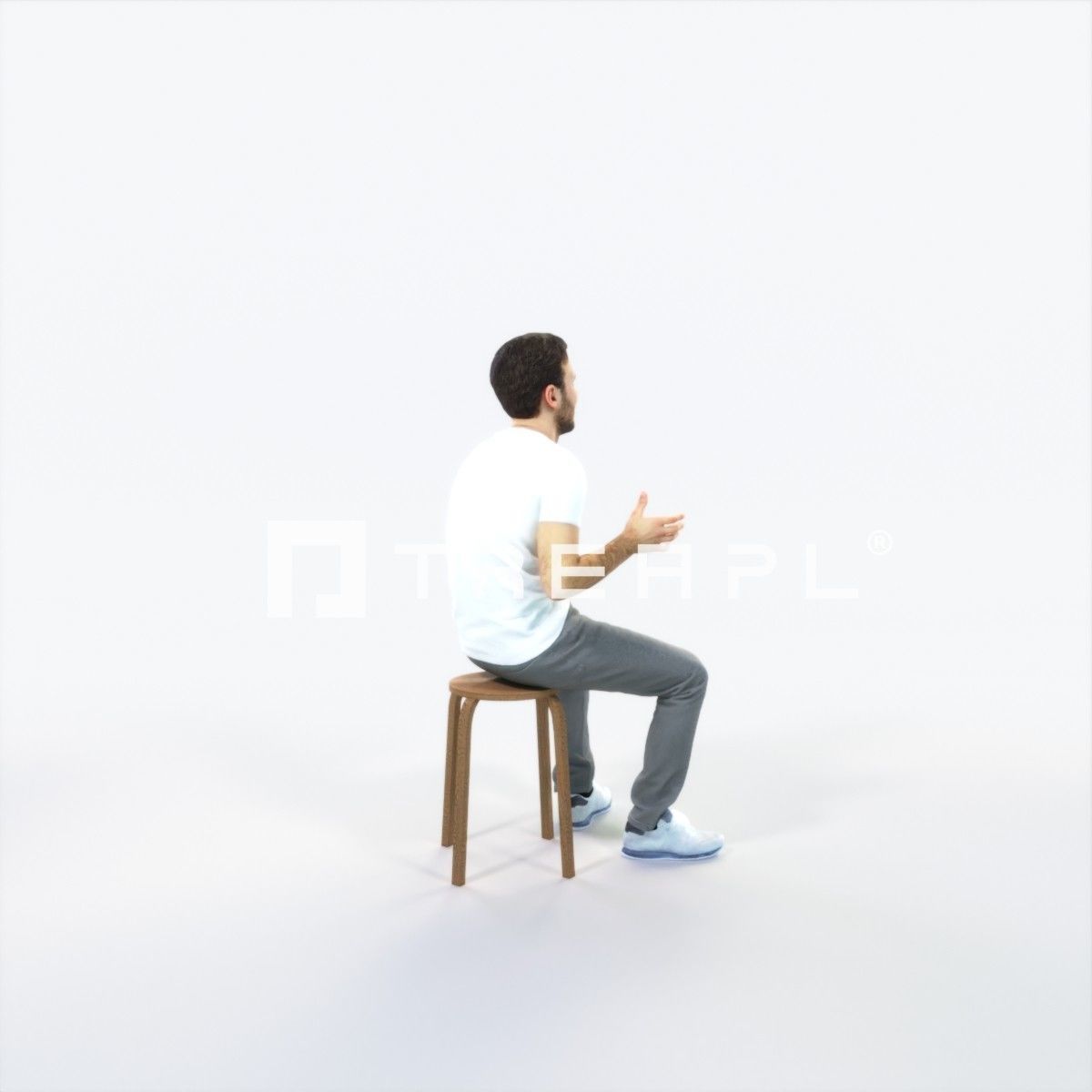 Flow 10D Explaining Sitting Casual Man Low-poly 3D model_3
