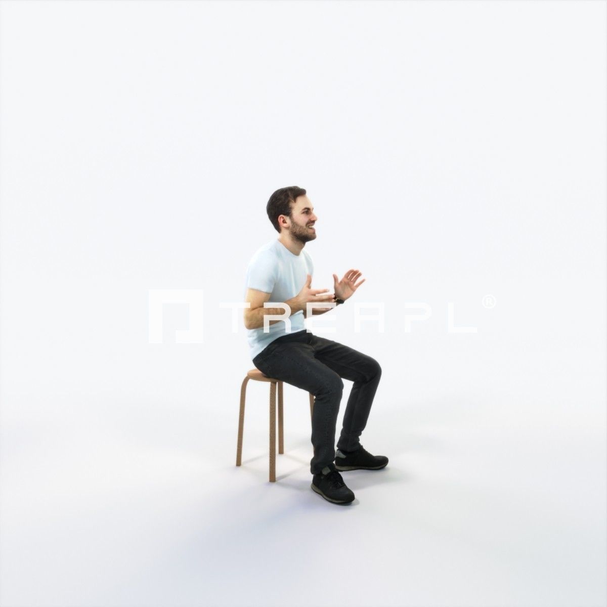 Flow 10C Explaining Sitting Casual Man Low-poly 3D model_2
