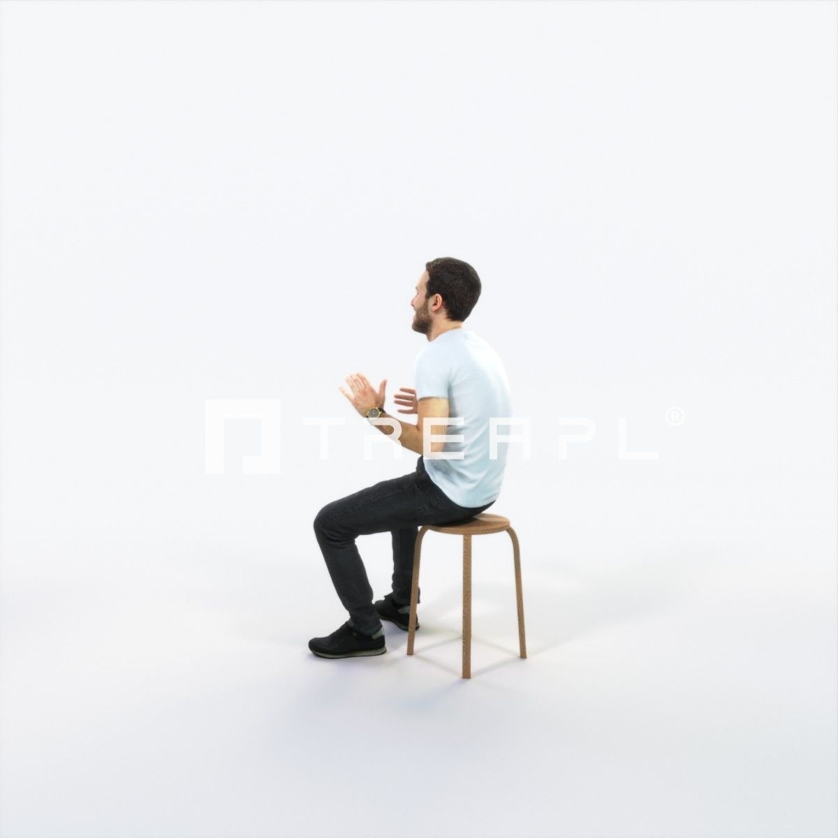 Flow 10C Explaining Sitting Casual Man Low-poly 3D model_5