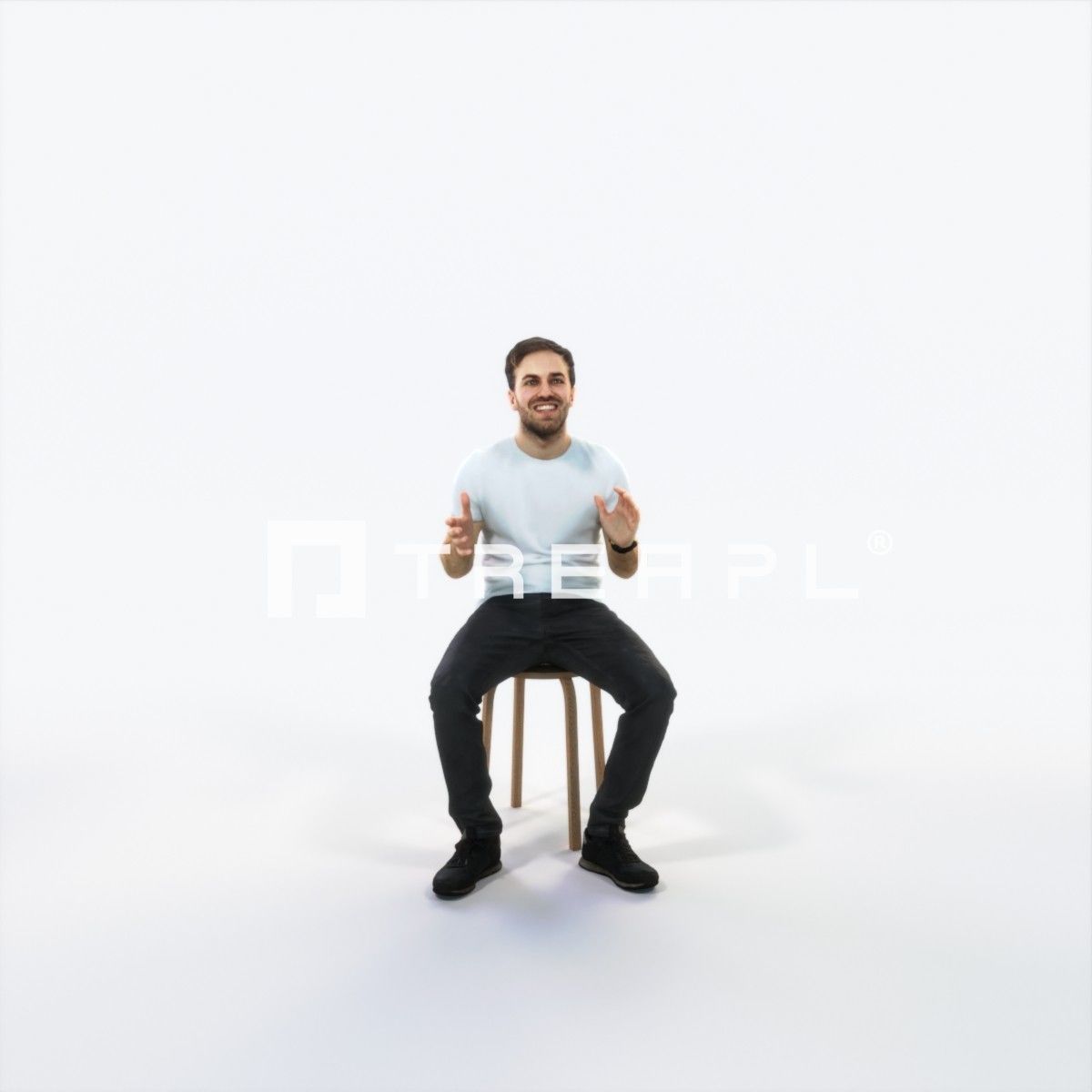 Flow 10C Explaining Sitting Casual Man Low-poly 3D model_1