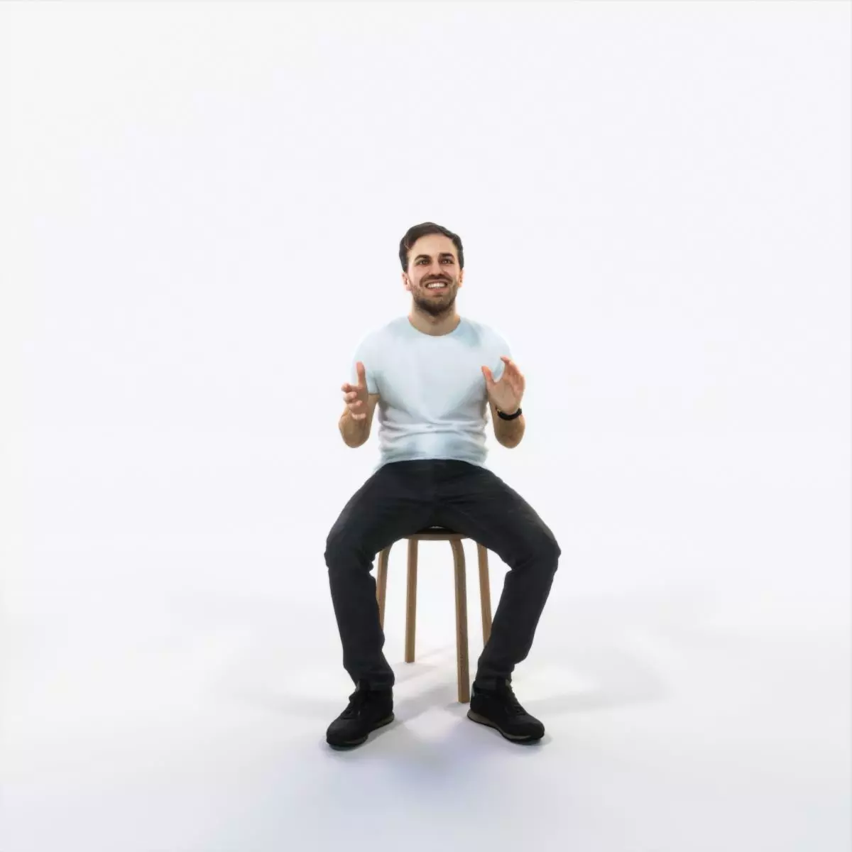 Flow 10C Explaining Sitting Casual Man Low-poly 3D model_0