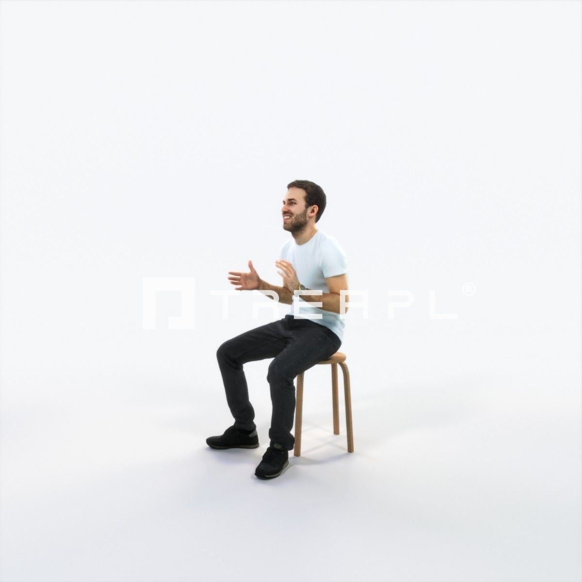 Flow 10C Explaining Sitting Casual Man Low-poly 3D model_6