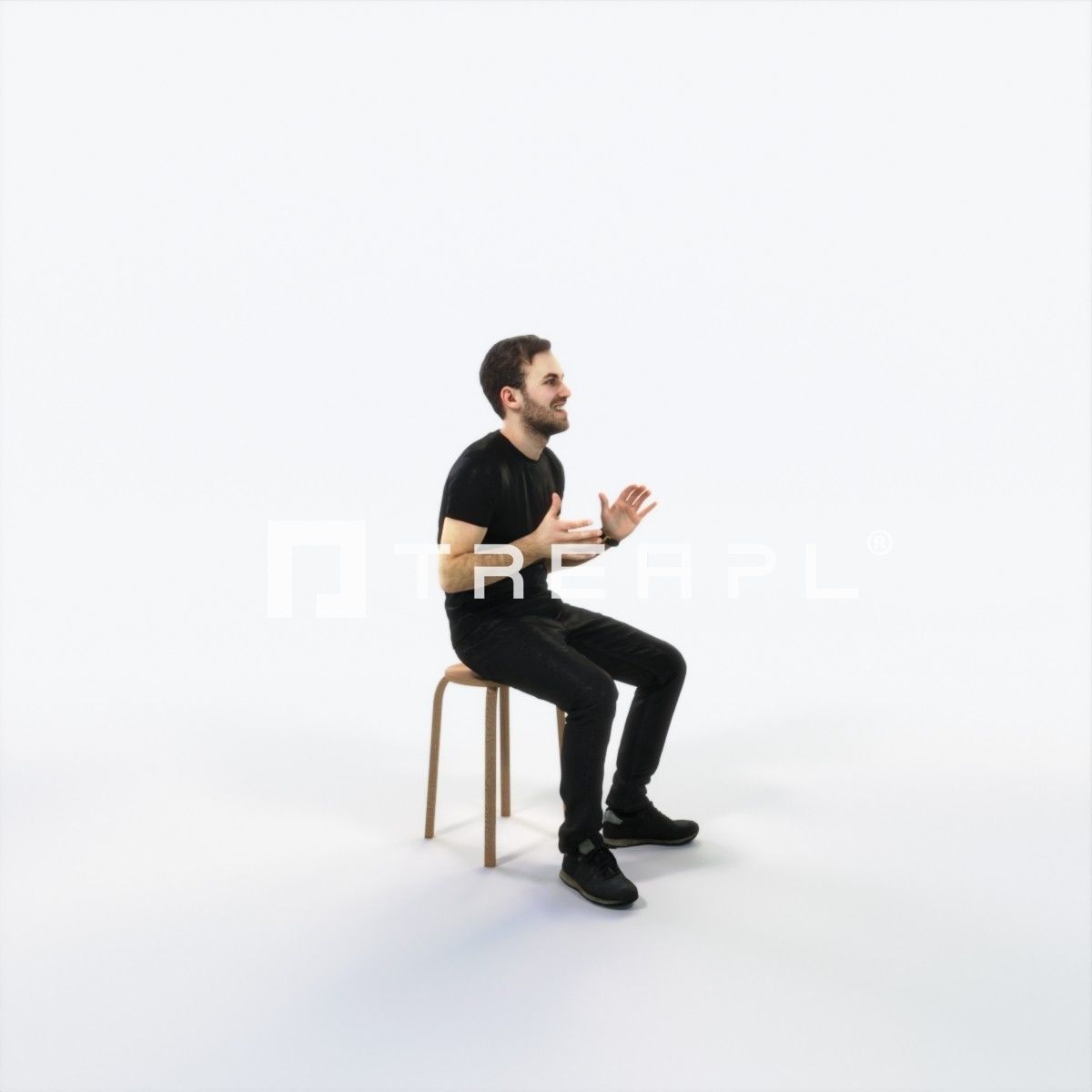 Flow 10B Explaining Sitting Casual Man Low-poly 3D model_2