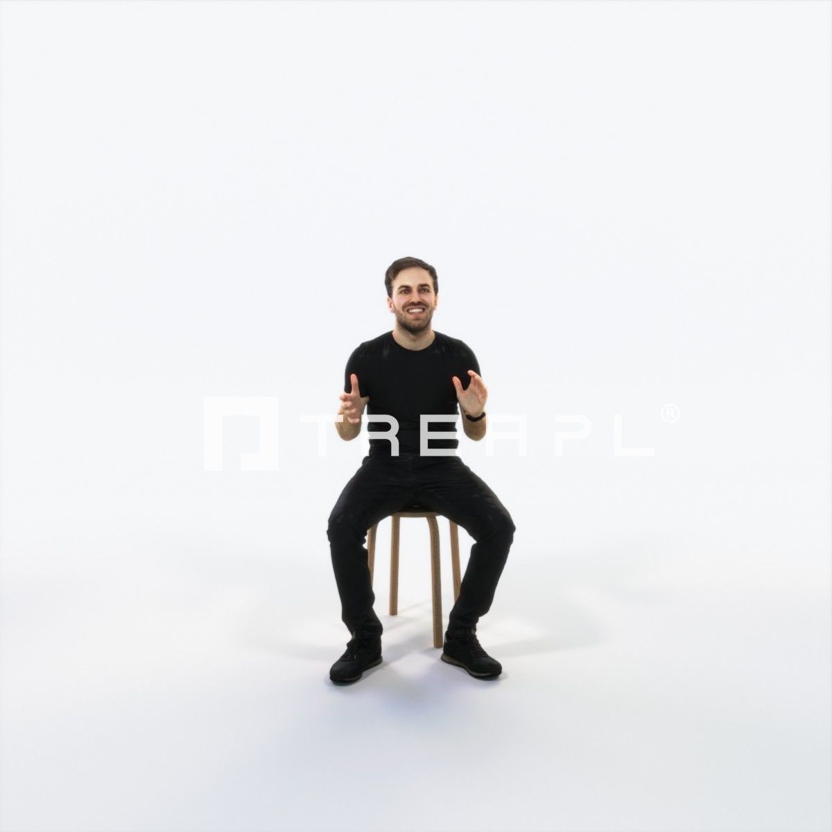 Flow 10B Explaining Sitting Casual Man Low-poly 3D model_1