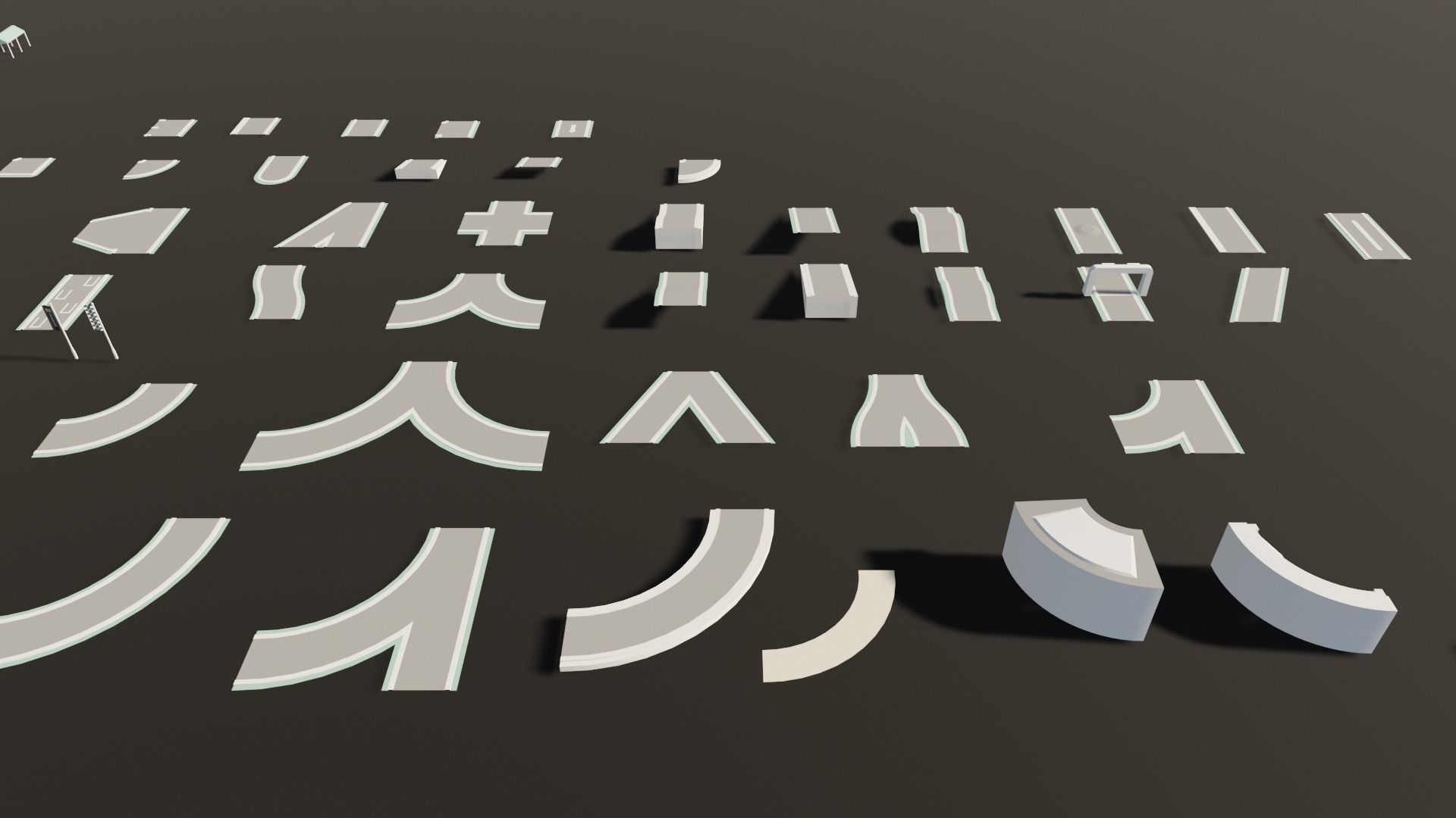 module road cartoon Low-poly 3D model_1