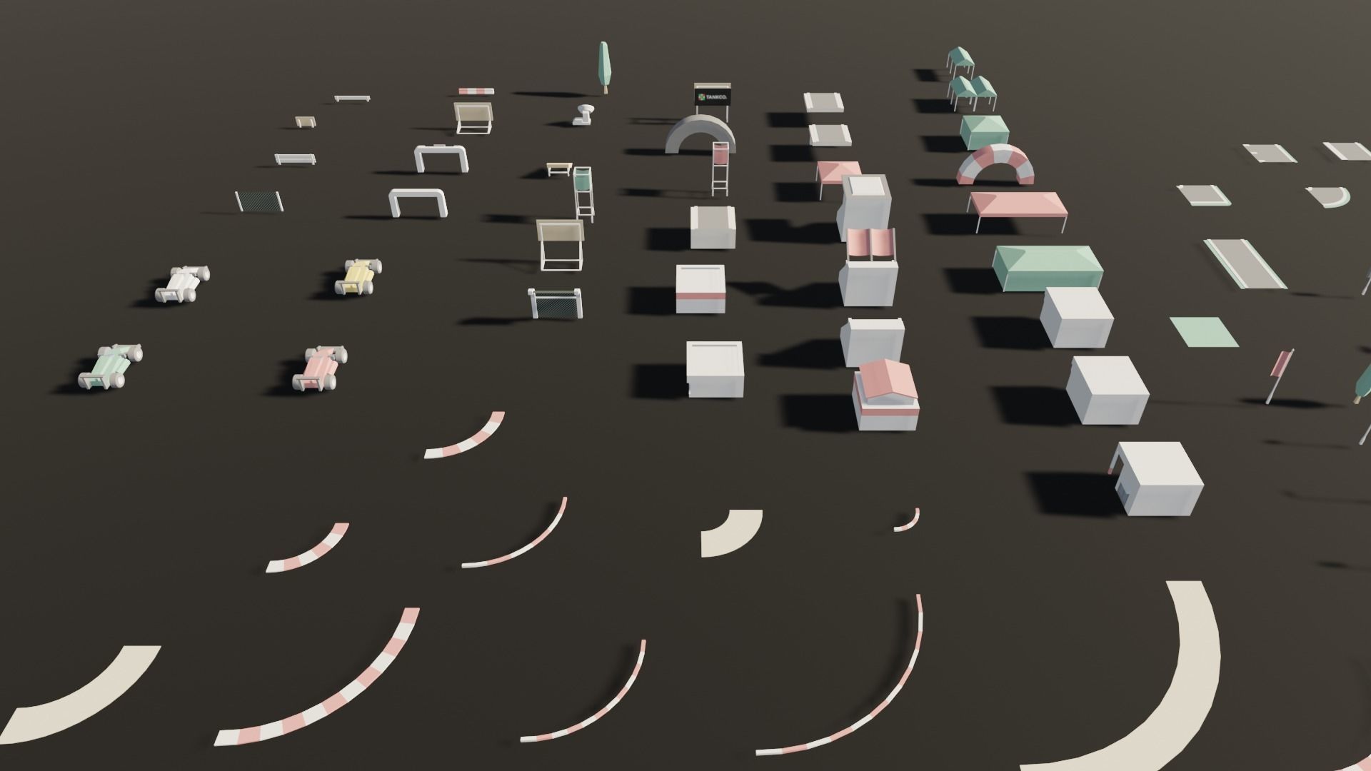 module road cartoon Low-poly 3D model_2