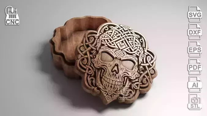 V-Carved Skull Jewelry Box - Digital Files for CNC Router