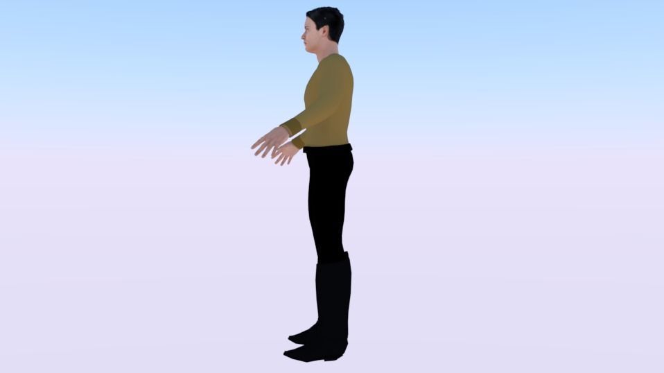 A Man in Uniform 01 Low-poly 3D model_2