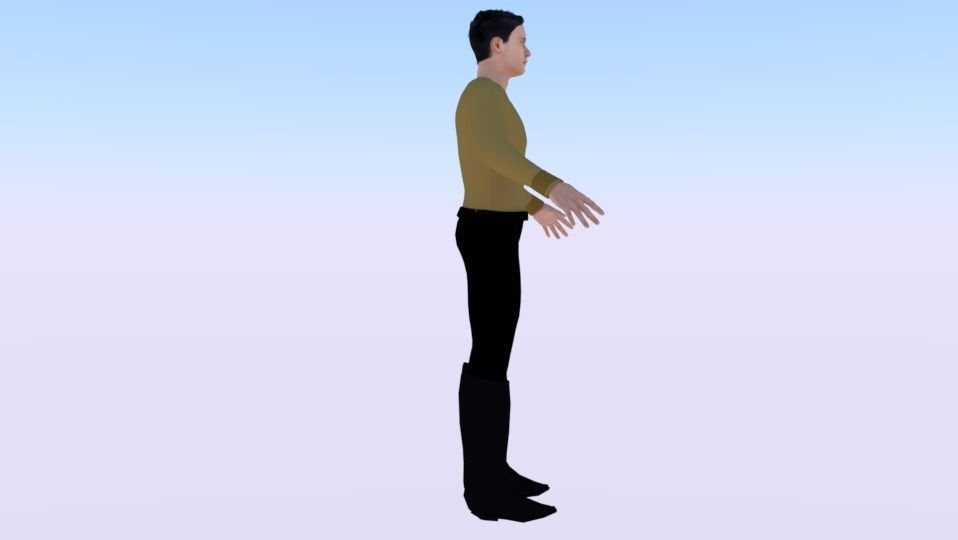 A Man in Uniform 01 Low-poly 3D model_1