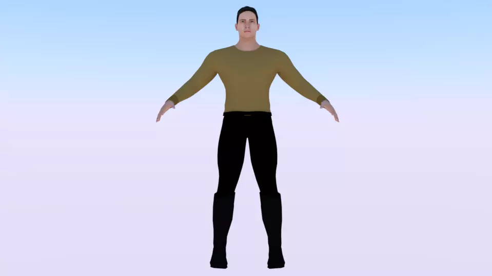 A Man in Uniform 01 Low-poly 3D model_0