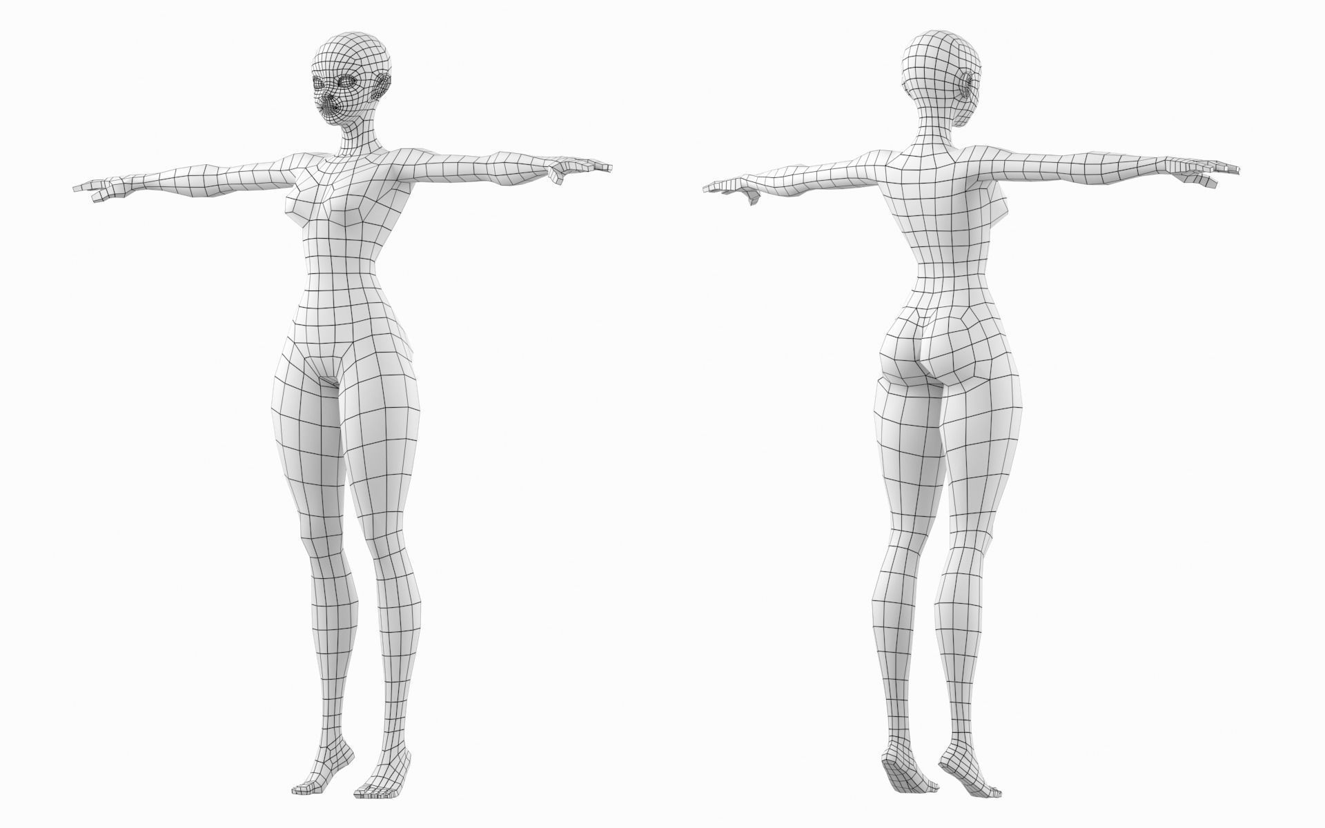 Stylized Female 02 Fine Shape Mesh 3D model_6
