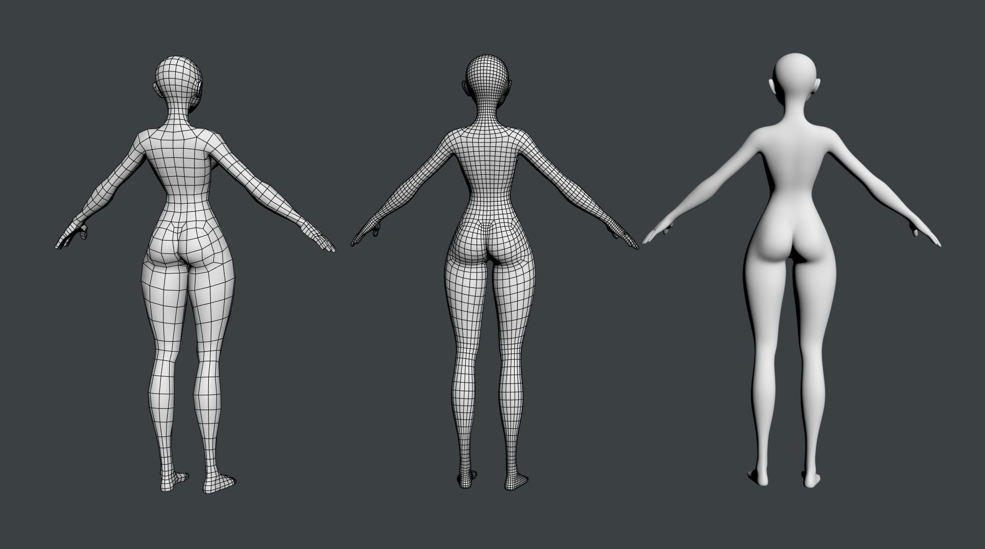 Stylized Female 02 Fine Shape Mesh 3D model_14