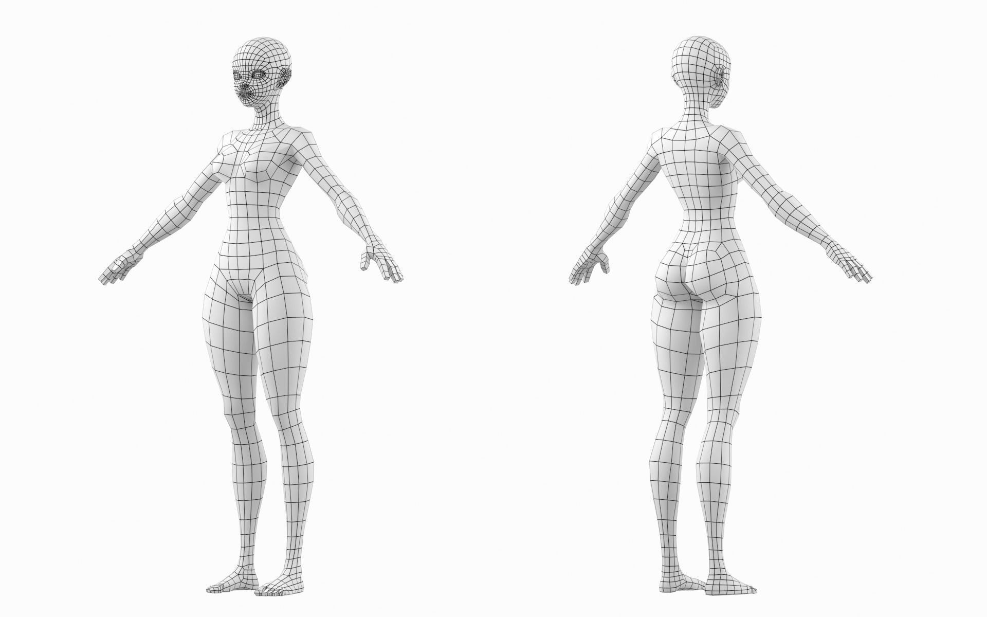 Stylized Female 02 Fine Shape Mesh 3D model_3