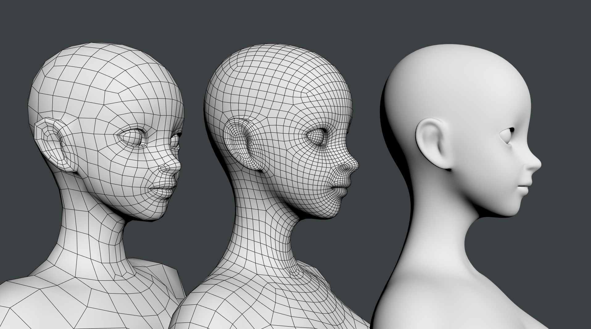 Stylized Female 02 Fine Shape Mesh 3D model_19