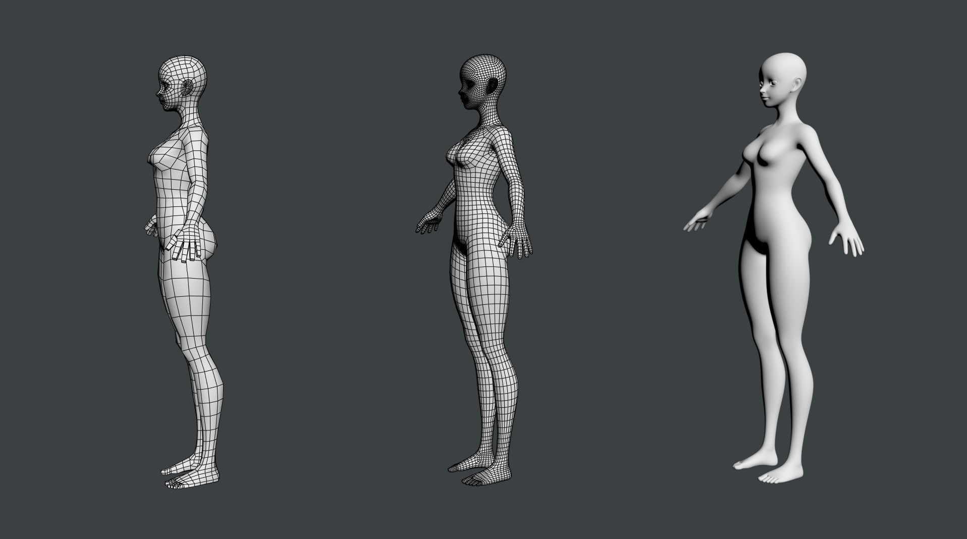 Stylized Female 02 Fine Shape Mesh 3D model_16