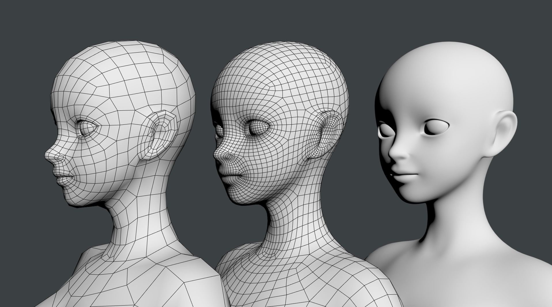 Stylized Female 02 Fine Shape Mesh 3D model_22