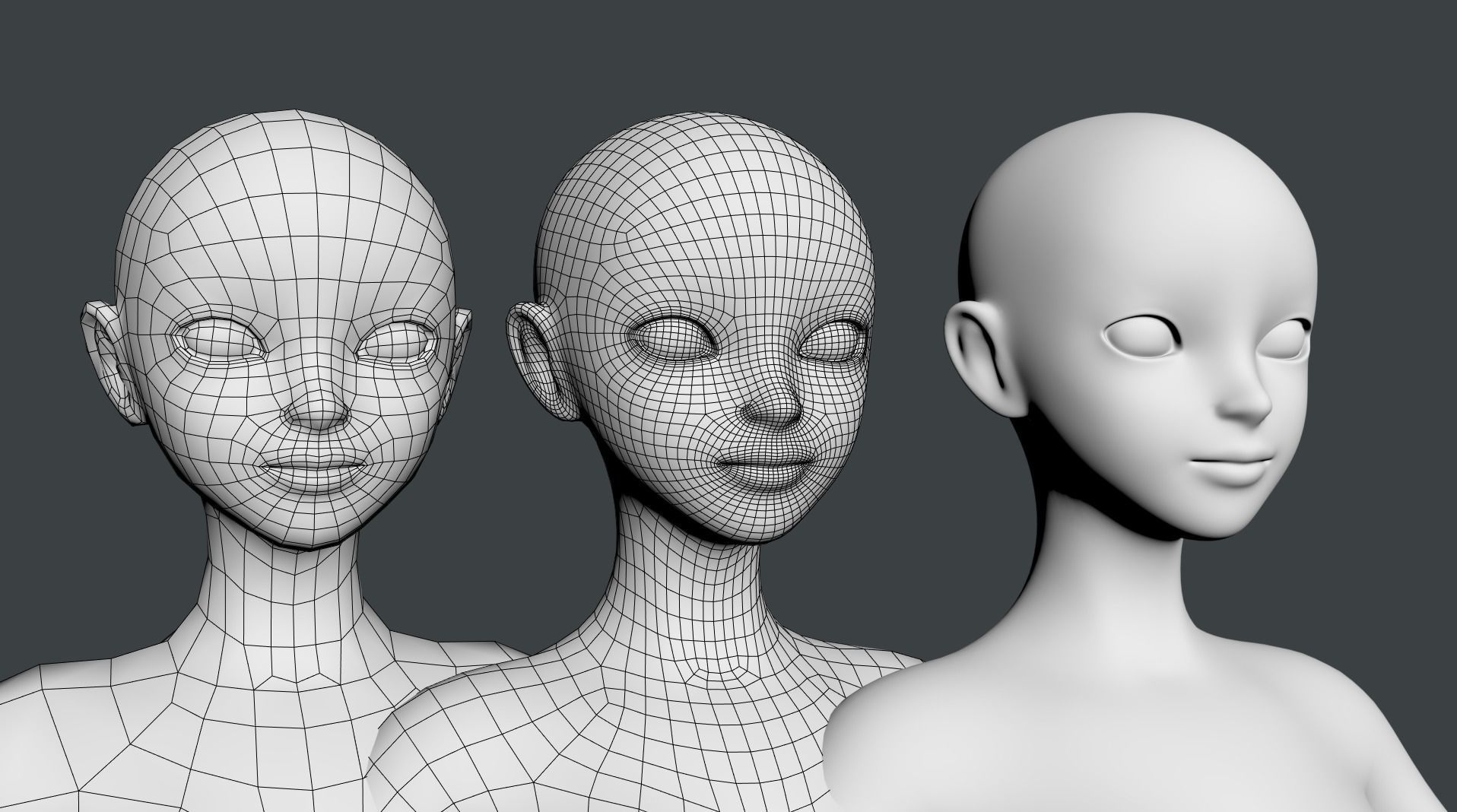 Stylized Female 02 Fine Shape Mesh 3D model_18