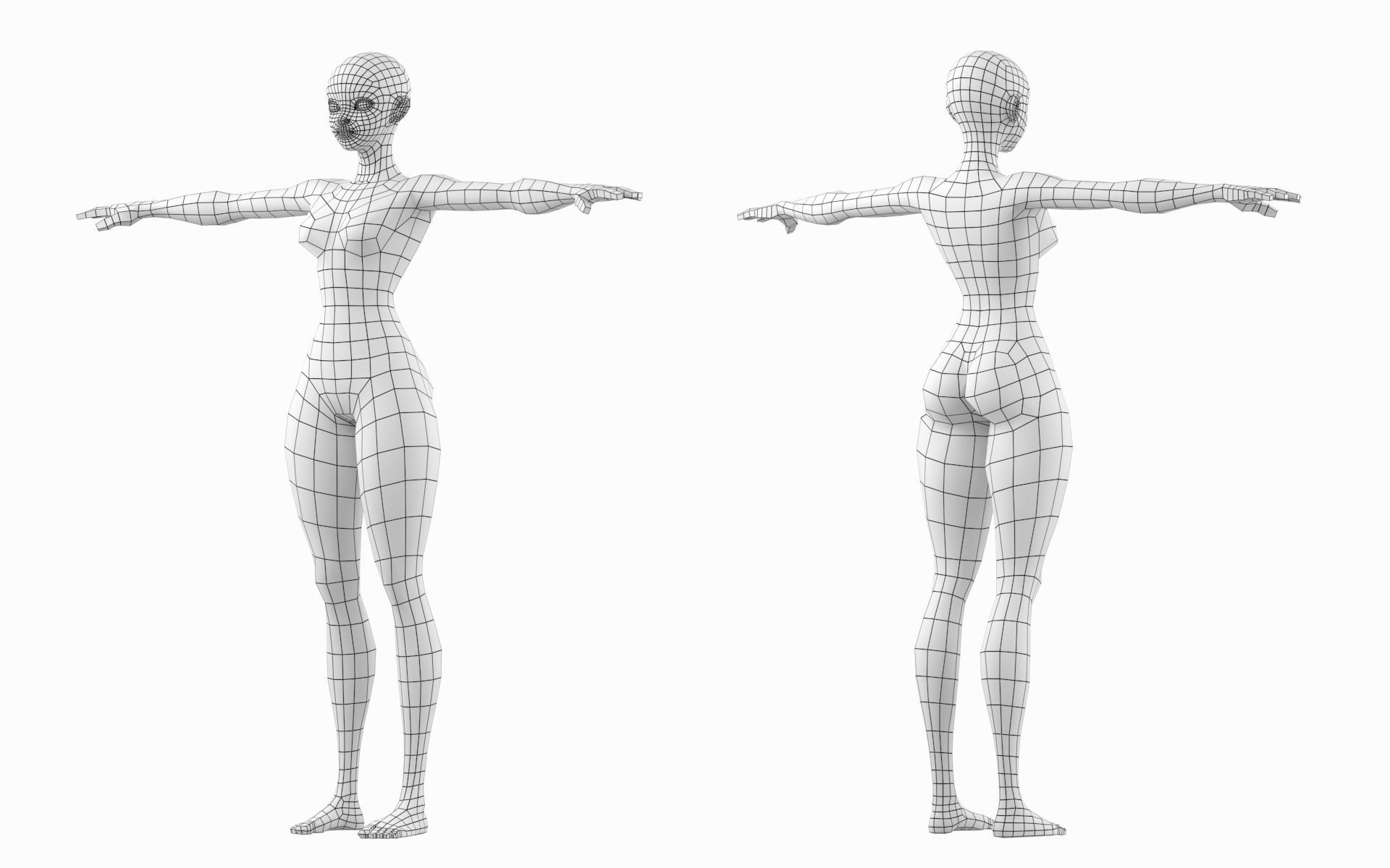 Stylized Female 02 Fine Shape Mesh 3D model_5