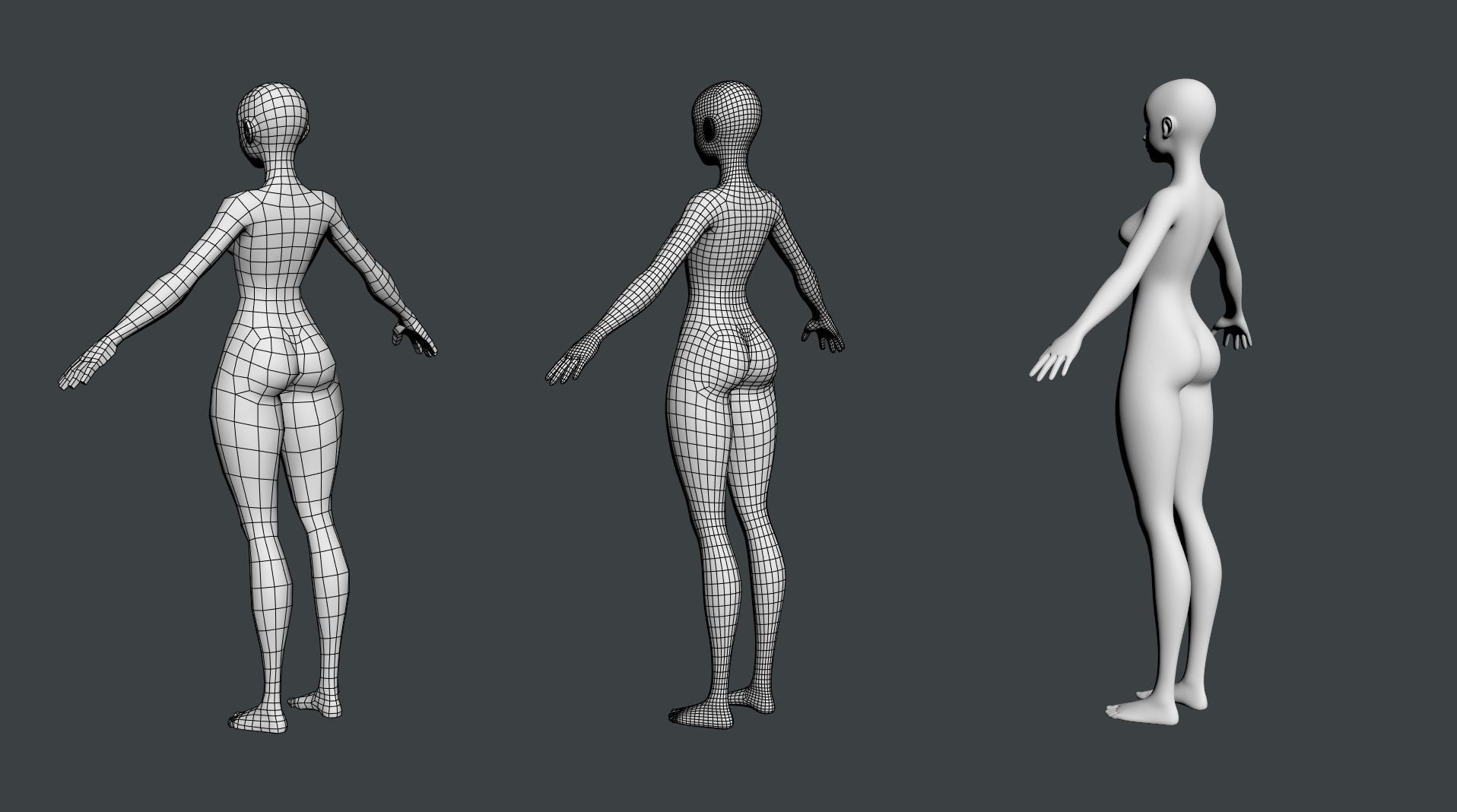 Stylized Female 02 Fine Shape Mesh 3D model_15