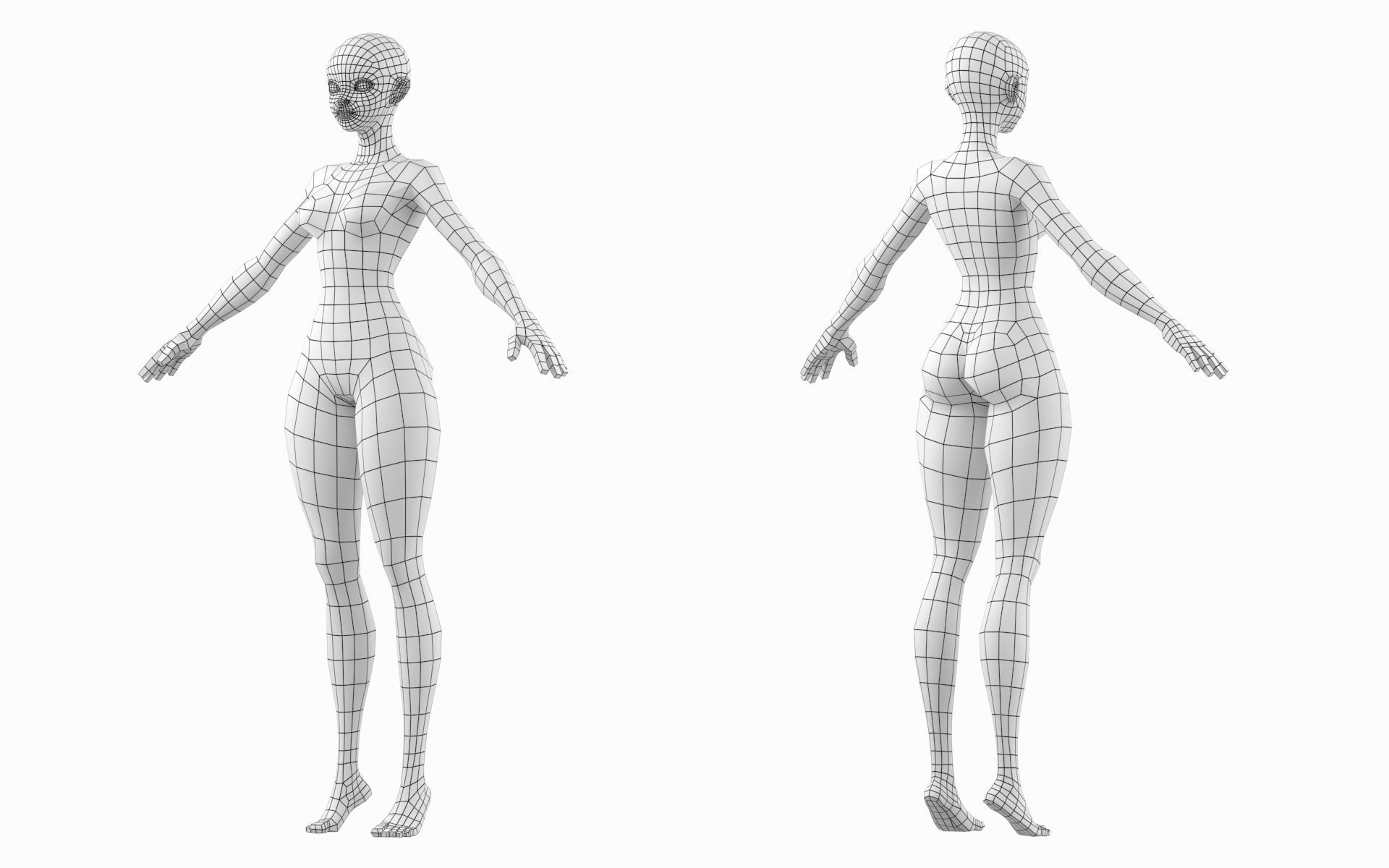 Stylized Female 02 Fine Shape Mesh 3D model_4