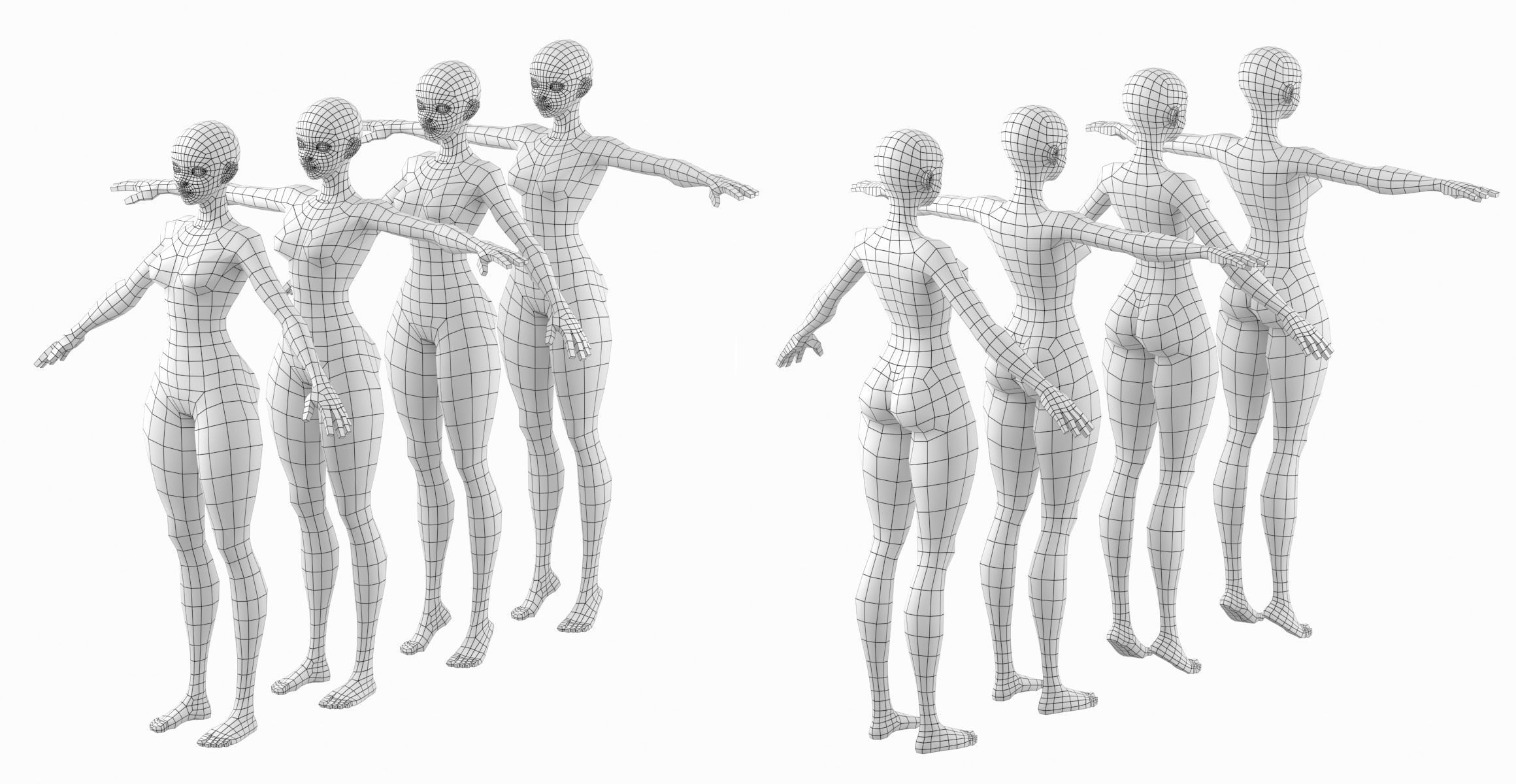 Stylized Female 02 Fine Shape Mesh 3D model_7