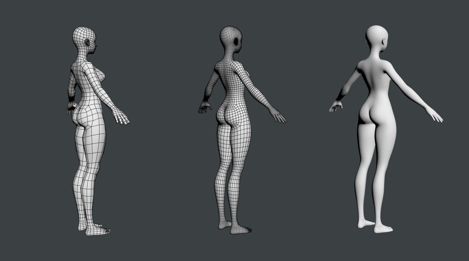 Stylized Female 02 Fine Shape Mesh 3D model_13