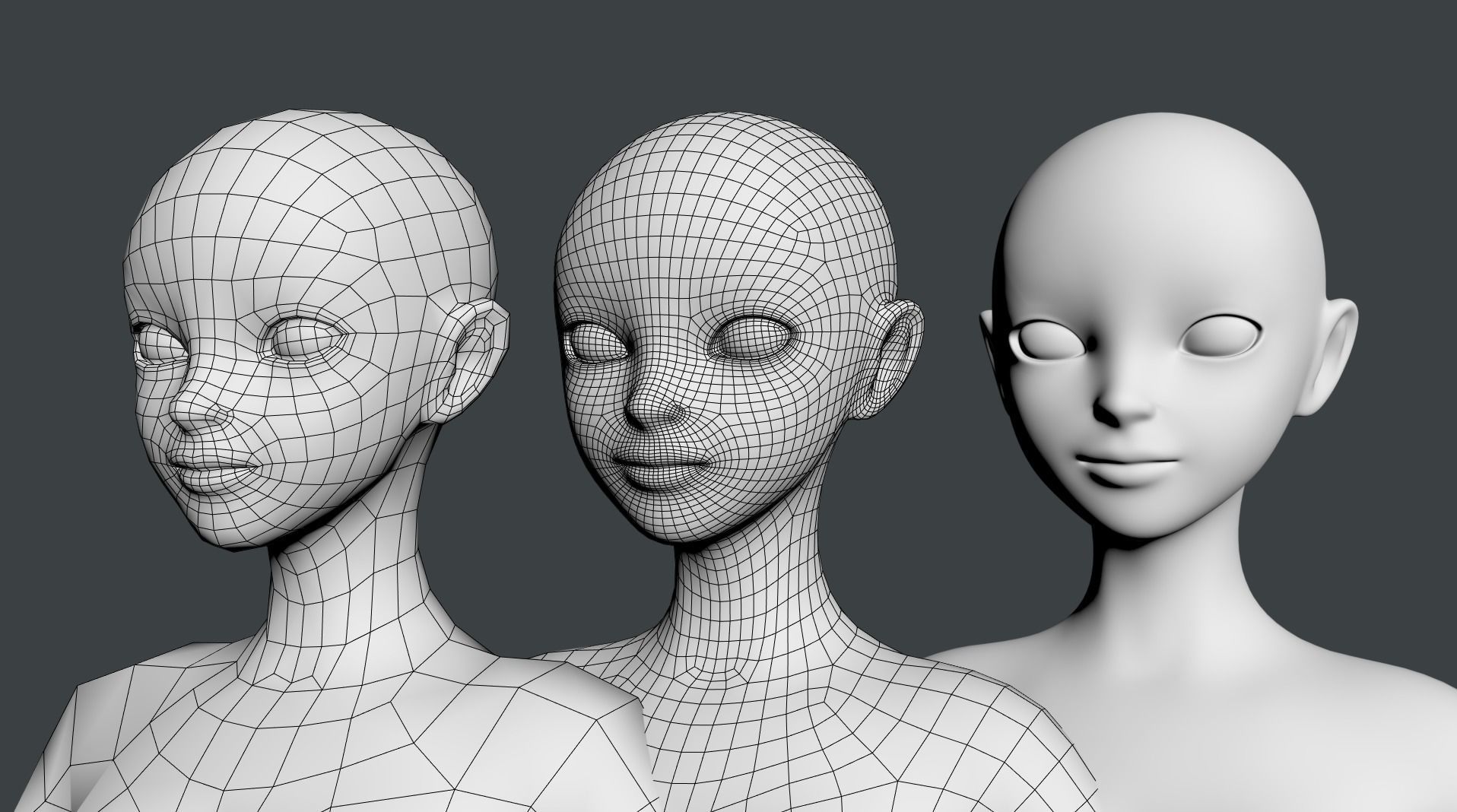 Stylized Female 02 Fine Shape Mesh 3D model_17
