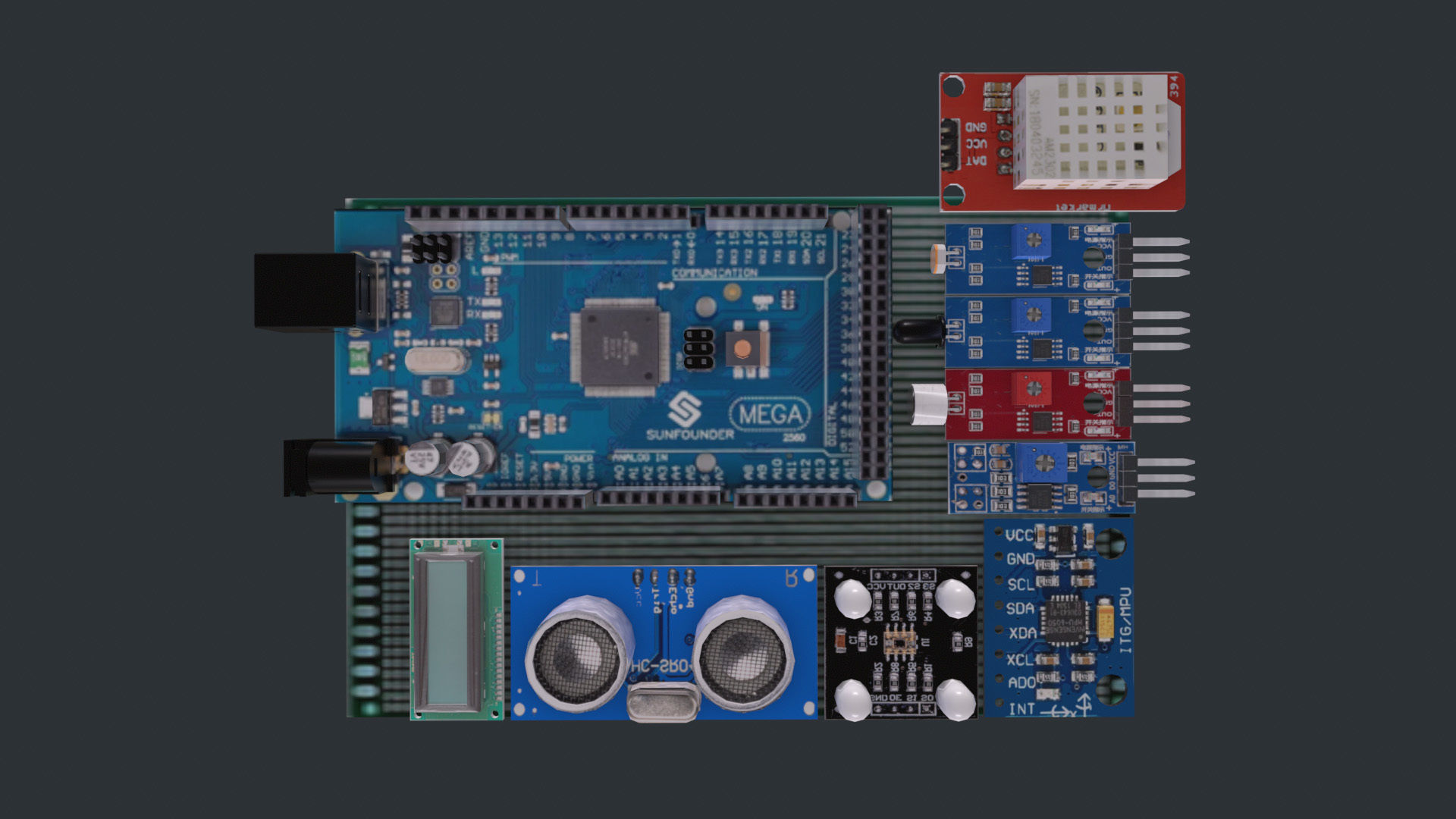 Arduino Photoresistor PACK Low-poly 3D model_2
