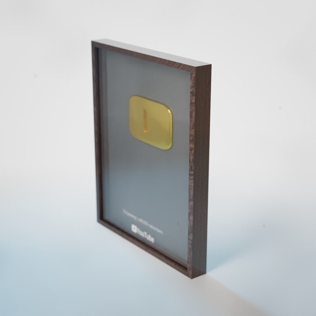 Youtube 1 Million Subscribers Award Youtube Gold Play Button 3D model_5