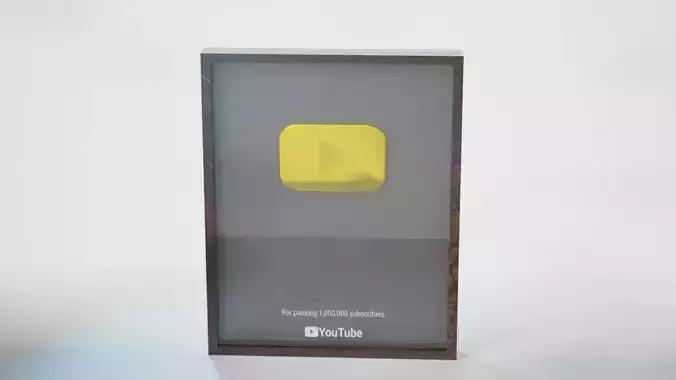 Youtube 1 Million Subscribers Award Youtube Gold Play Button 3D model
