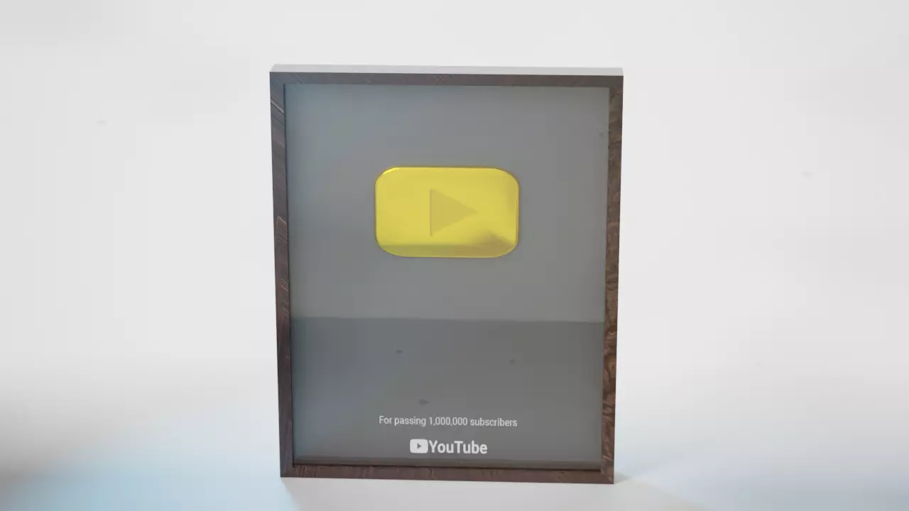 Youtube 1 Million Subscribers Award Youtube Gold Play Button 3D model_0