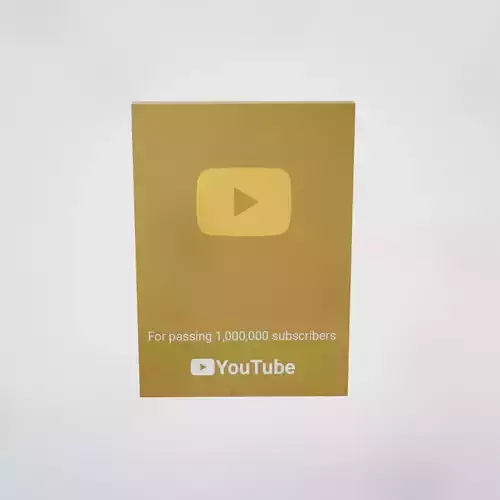 Youtube 1 Million Subscribers Award Youtube Golden Play Button 3D model