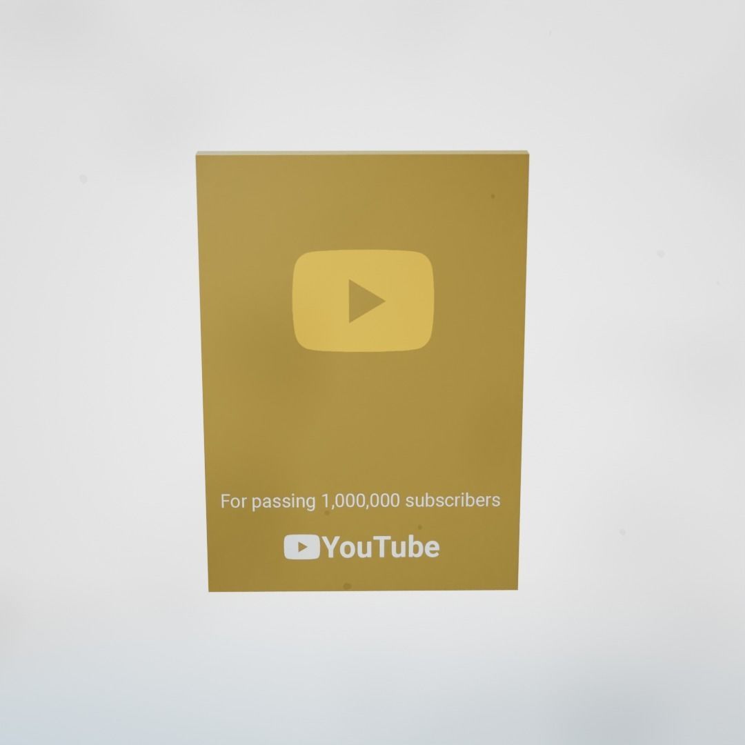1 Million Subscribers Award Golden Play Button 3d Model 1 Million Subscribers Award Golden Play Button 3d Model