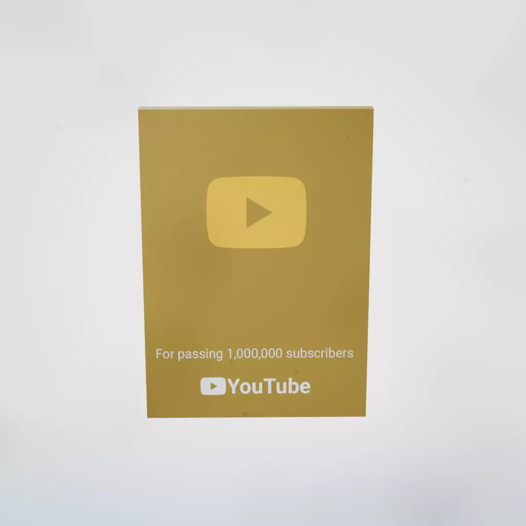 Youtube 1 Million Subscribers Award Youtube Golden Play Button 3D model_0