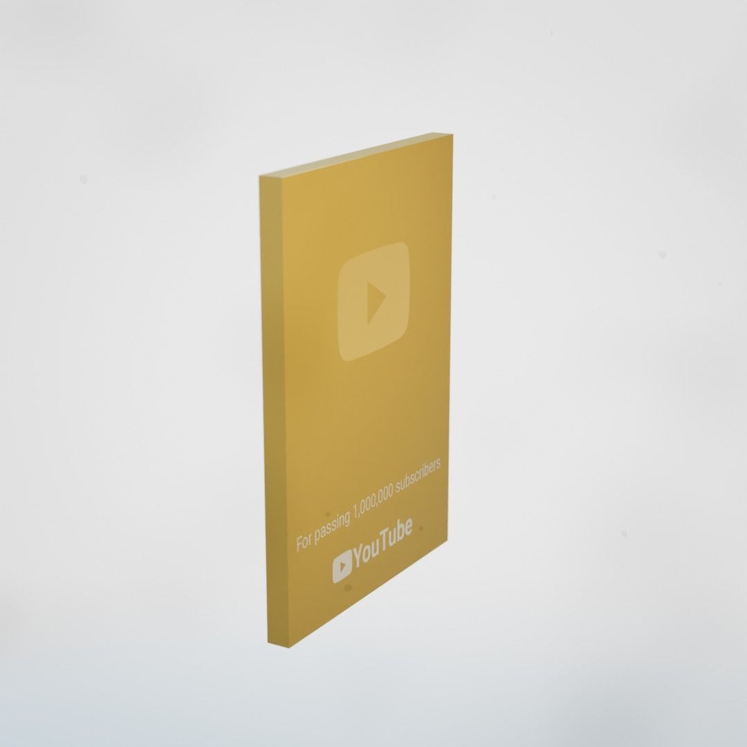 Youtube 1 Million Subscribers Award Youtube Golden Play Button 3D model_2