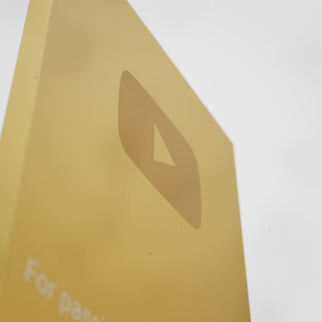 Youtube 1 Million Subscribers Award Youtube Golden Play Button 3D model_1