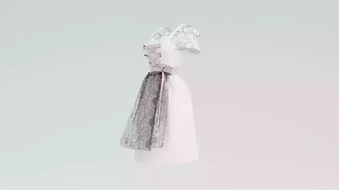 German traditional dress dirndl 3D model