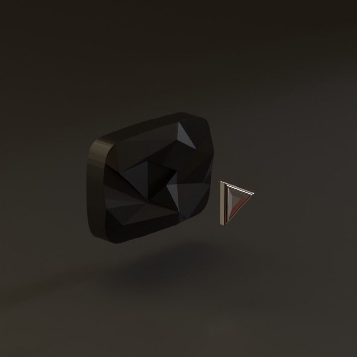 Youtube 100 Million Subscribers Award Red-Diamond Play Button 3D model_2