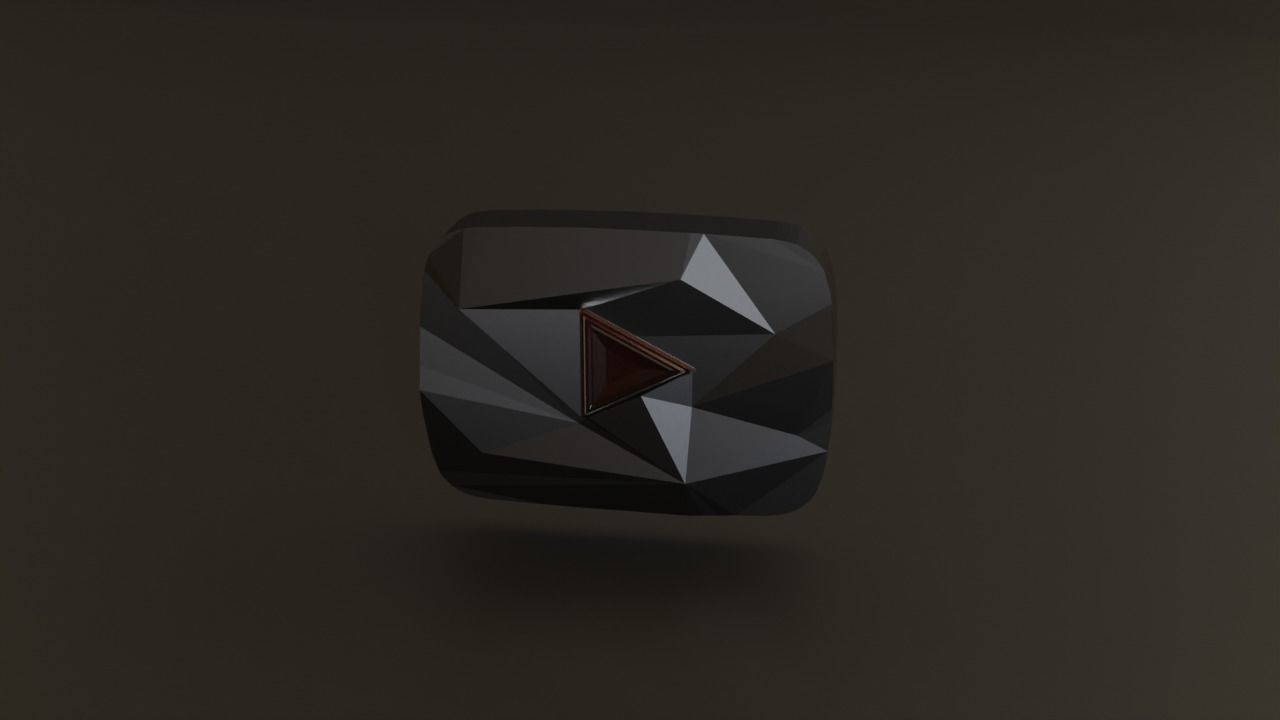 Youtube 100 Million Subscribers Award Red-Diamond Play Button 3D model_3