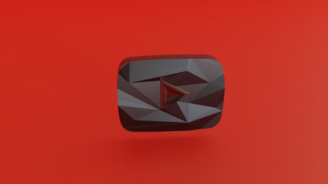Youtube 100 Million Subscribers Award Red-Diamond Play Button 3D model_1