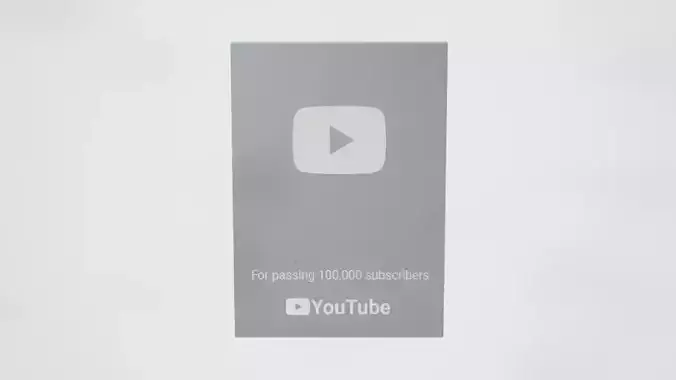 Youtube 100 Thousand Subscribers Award Silver Play Button 3D model