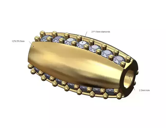 Oval diamond 3 row bead and bracelet charm