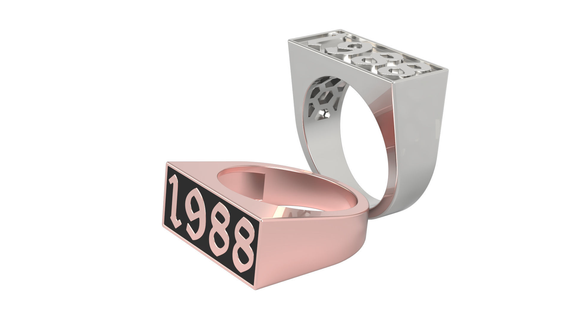 1988 Ring Set with and without gallery Size 5 - 9 US 3D print model_7