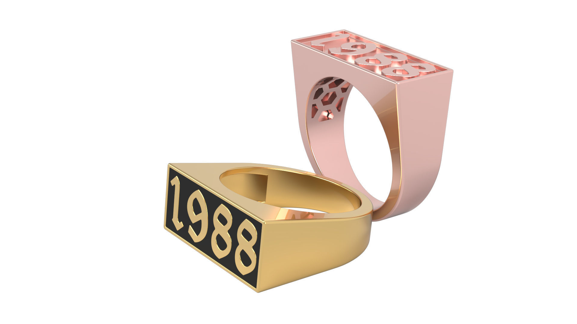 1988 Ring Set with and without gallery Size 5 - 9 US 3D print model_6