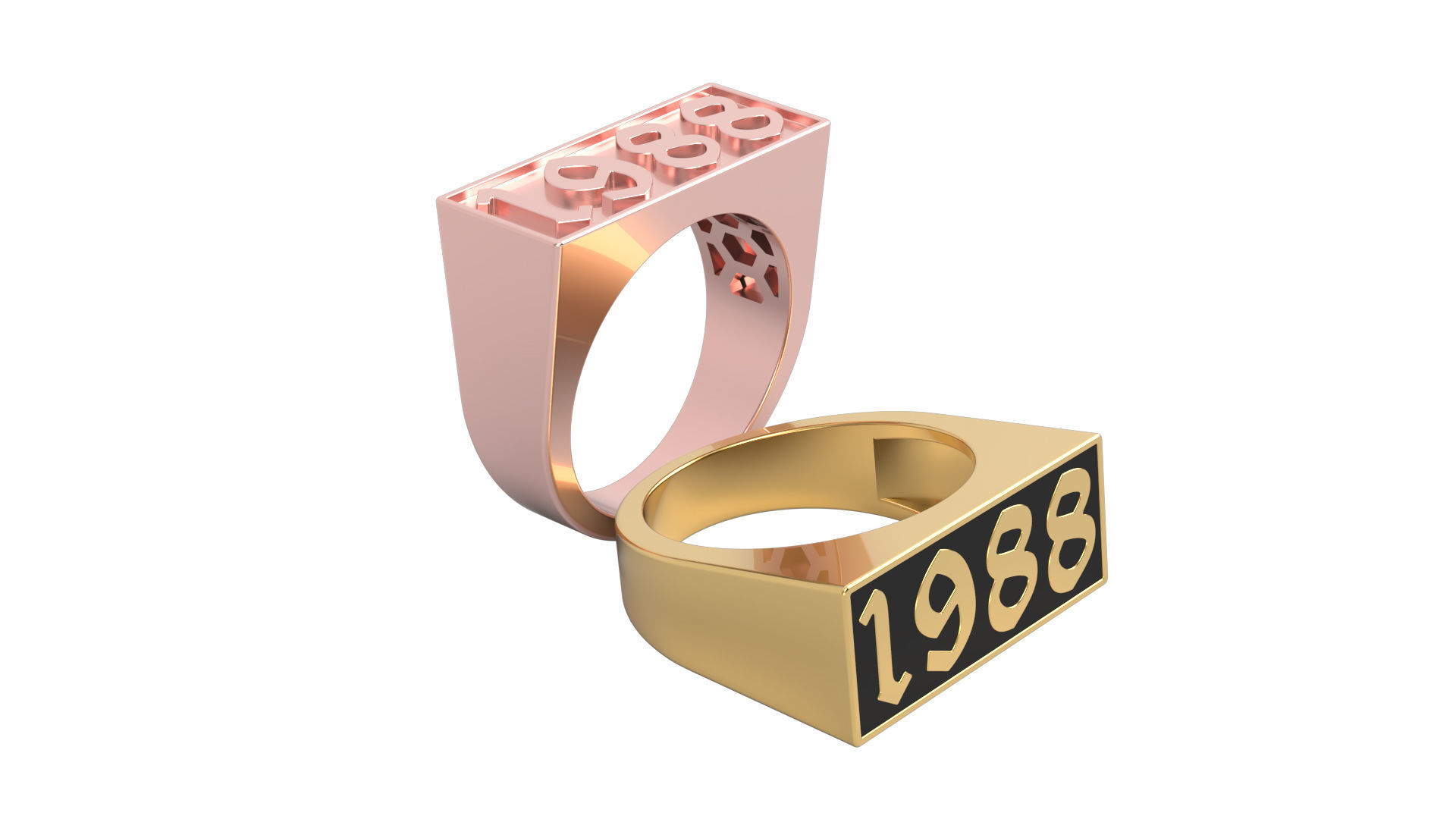 1988 Ring Set with and without gallery Size 5 - 9 US 3D print model_9
